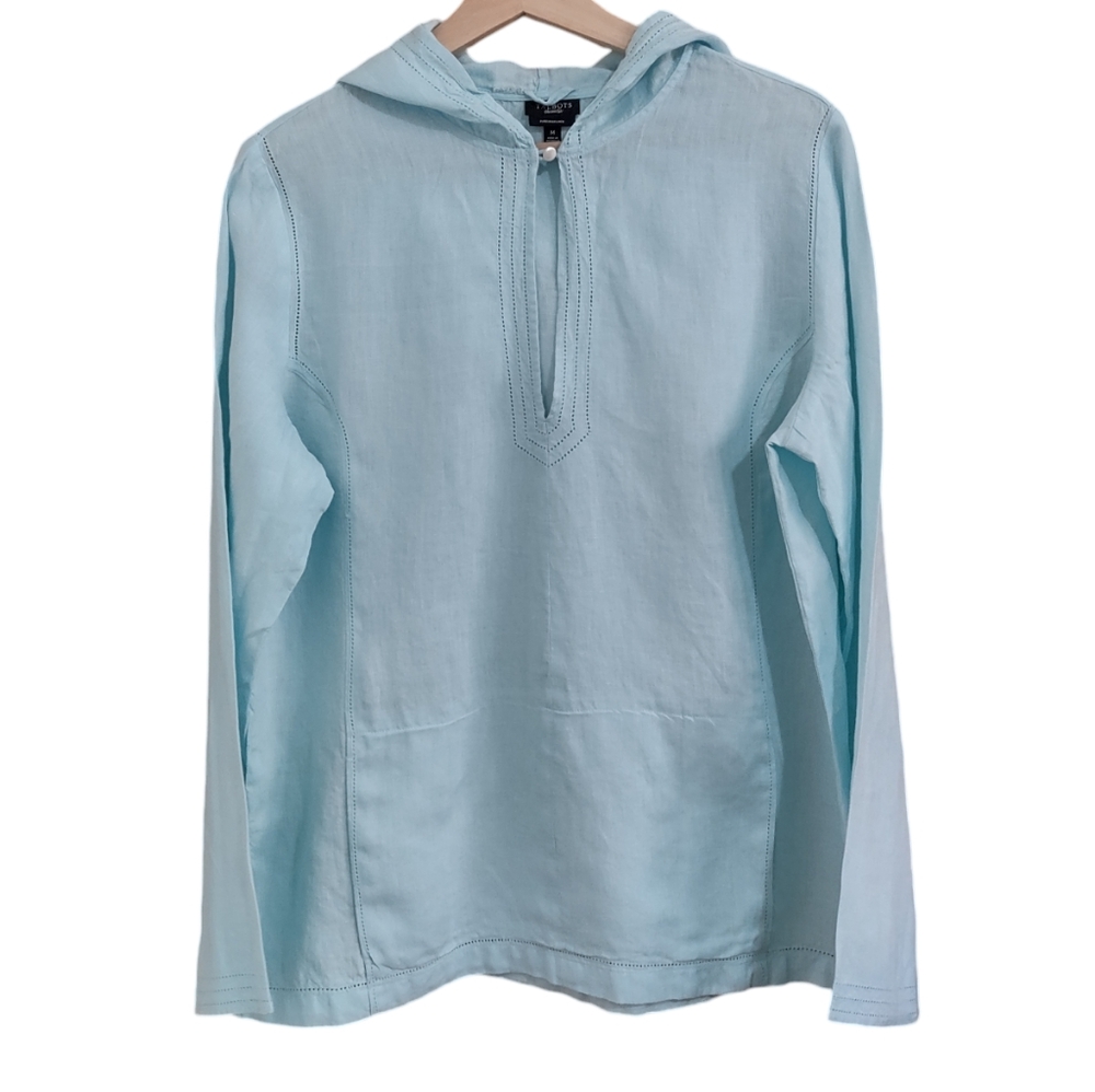 Talbots Light Blue Hooded Tunic Top